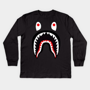 Bape Shark Sticker Kids Long Sleeve T-Shirt